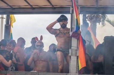 Benidorm, İspanya-Eylül 8, 2018: Benidorm 2018 gurur geçit töreni, Lgtb gurur dört gün kutlama vurgulamak
