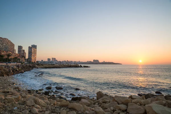 Vista Panoramica Sulla Baia Alicante Mattino Presto Costa Blanca Spagna — Foto Stock