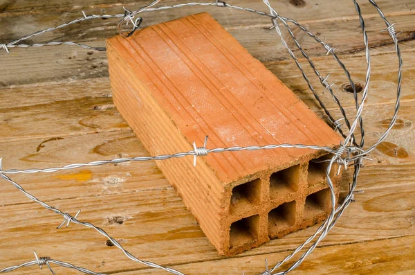 Brick Barbed Wire Concept Immigration Policies — Stock Photo, Image