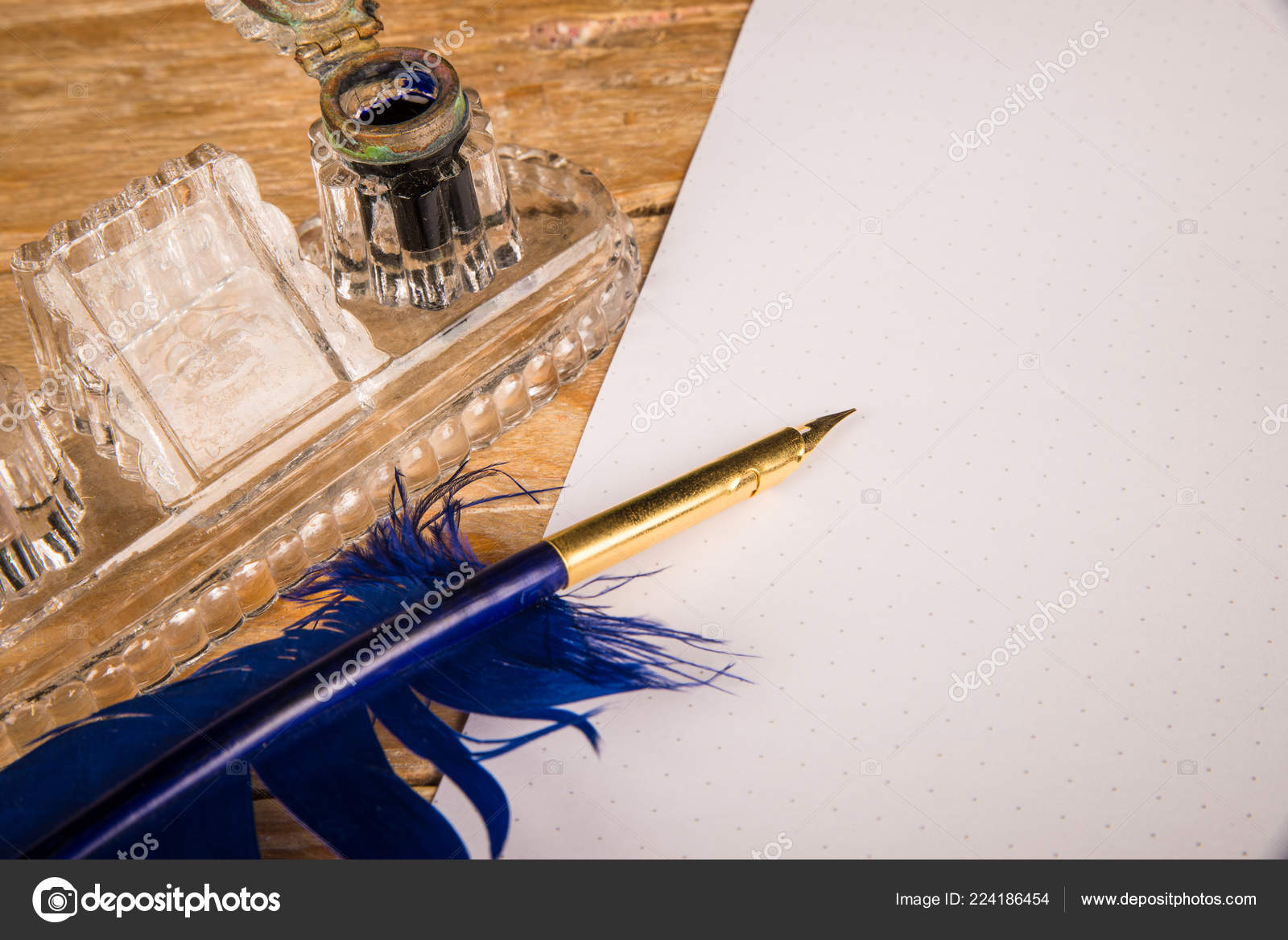 Dip Pen Shape Quill Document Next Ink Well Stock Photo by ©OlafSpeier