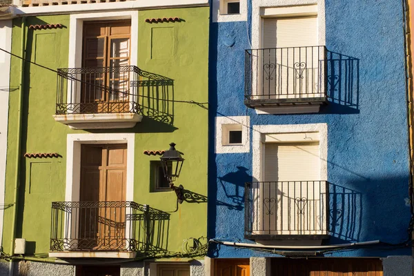 Gekleurde Gebouwen Oude Architectuur Van Stad Vila Costa Blanca Spanje — Stockfoto