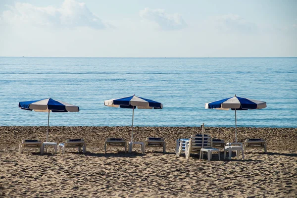 Tidig Morgon Soliga Medelhavet Och Stranden — Stockfoto