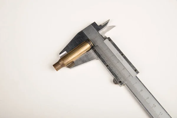 Bullet Being Measured Caliper Concept — Stock Photo, Image