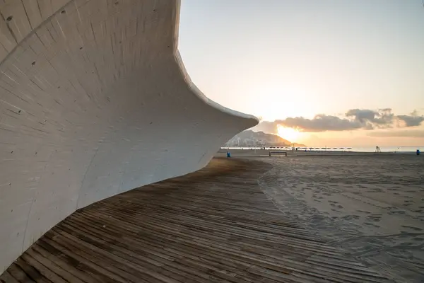 Benidorms Poniente Beach Seen Its Promenade Costa Blanca Spagna — Foto Stock