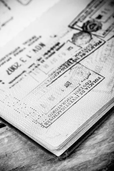 Old passport full of stamps — Stock Photo, Image