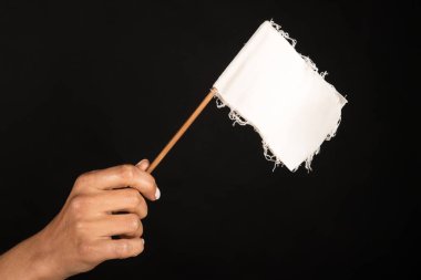 Female hand with white flag clipart
