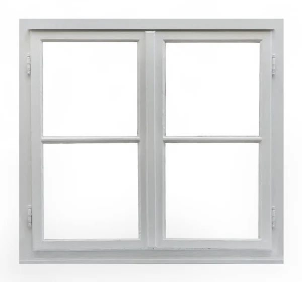 Beyaz Arkaplanda Eski Ahşap Pencere — Stok fotoğraf