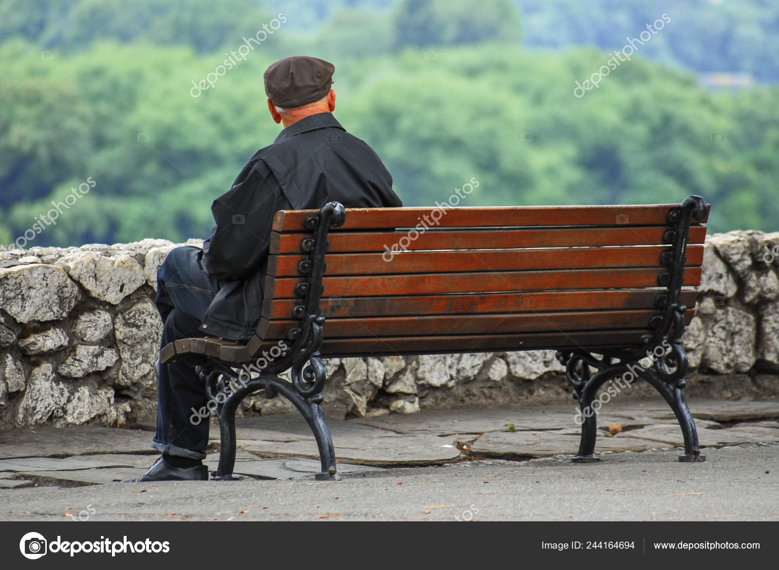Lonely Older Man Sitting Alone Bench Stock Photo Image By C Gorart