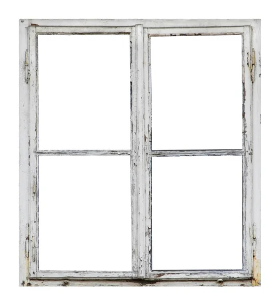 Vieja Ventana Madera Sobre Fondo Blanco — Foto de Stock