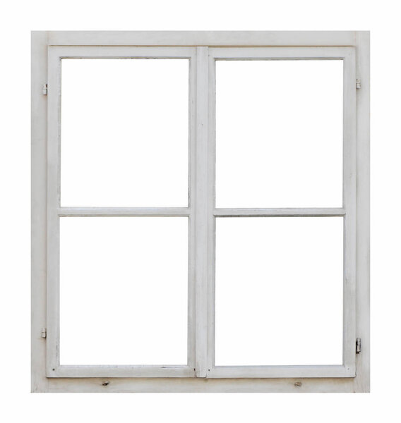 Old wooden window on white background