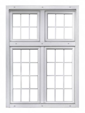 Beyaz arkaplanda plastik pencere