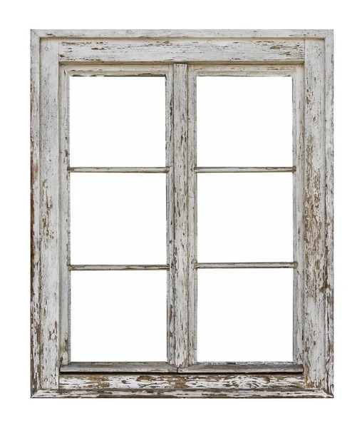 Vintage Wooden Window Six Pane White Background — Stock Photo, Image