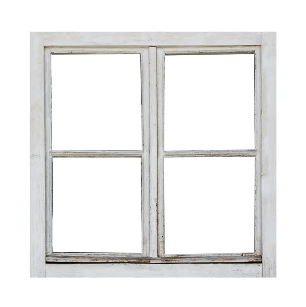 Stare Drewniane Okno Białym Tle Obrazek Stockowy