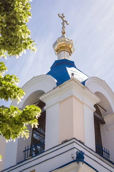 Part Orthodox Church Roof Cross Blue Sky — Stock Photo, Image