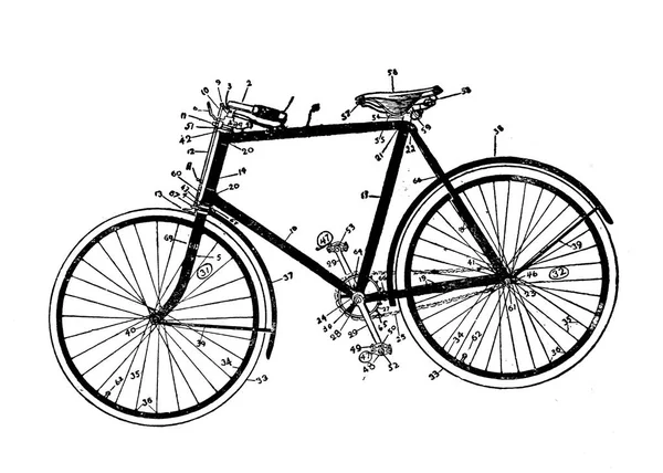 Εικονογράφηση Ενός Ποδηλάτου Παλιά Εικόνα — Φωτογραφία Αρχείου