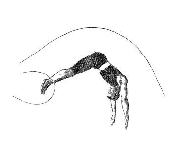 Yüzme. Retro tarzı. Eski resim