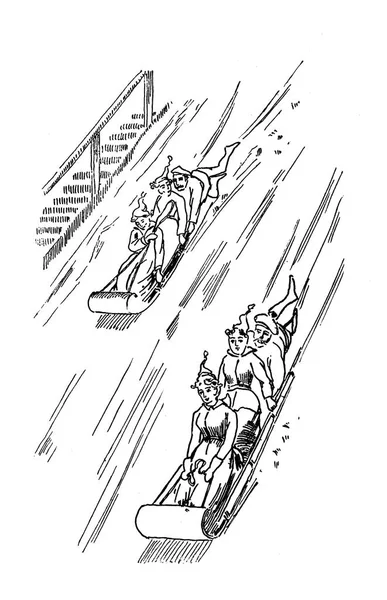 Sankach Retro Ilustracja Zimowe — Zdjęcie stockowe