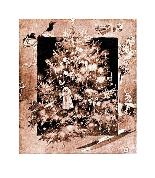 Ретро Иллюстрация Тему Рождества Нового Года — стоковое фото