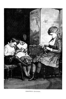 Noel ve yeni yıl konulu Retro illüstrasyon