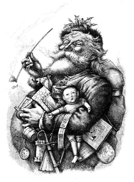 圣诞及新年主题复古插画 — 图库照片