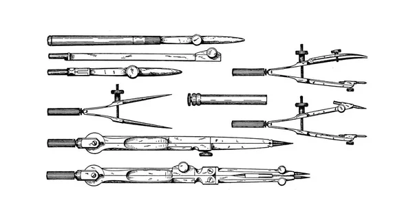 Εργαλεία Σχεδίασης Παλιά Και Ρετρό Εικόνα — Φωτογραφία Αρχείου