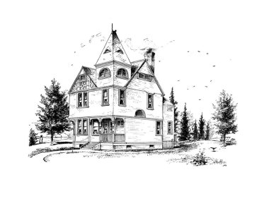 Eski bir ev. Eski ve retro görüntü