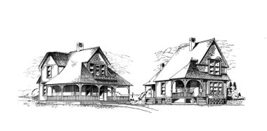 Eski bir ev. Eski ve retro görüntü