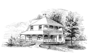 Eski bir ev. Eski ve retro görüntü