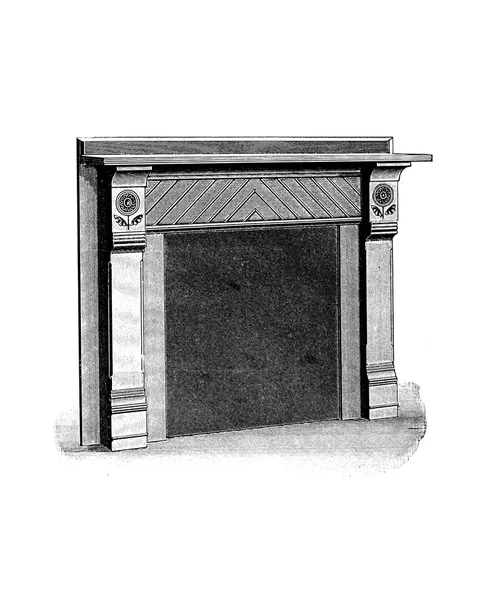 一个老壁炉的例证在白色背景 — 图库照片