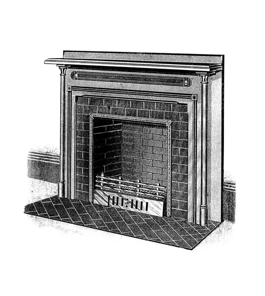 Illustration Old Fireplace White Background — Stock Photo, Image