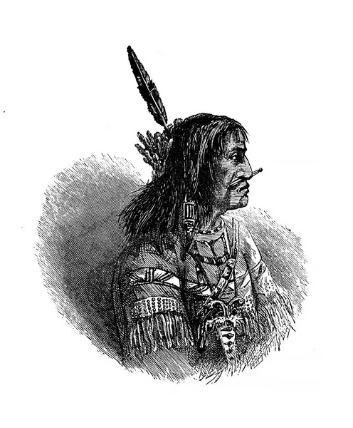 Американский Индеец Ретро Старый Образ — стоковое фото