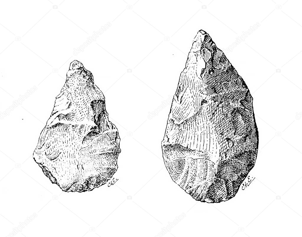 Stone tools. Retro and old image