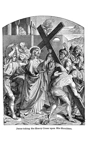 Utrpení Smrti Ježíše Krista Retro Starý Obraz — Stock fotografie