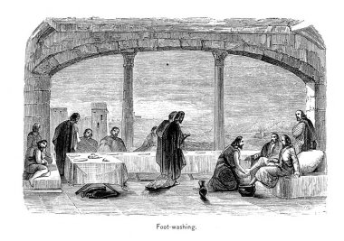 Ayak yıkama Retro görüntü. Oyma