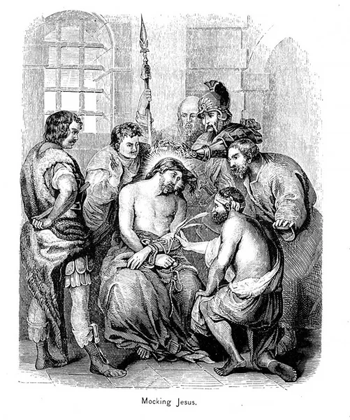 Christ Suffering Retro Image Engraving — Zdjęcie stockowe