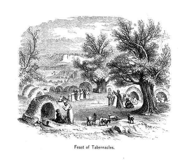Feast Tabernacles Retro Image Engraving — 图库照片