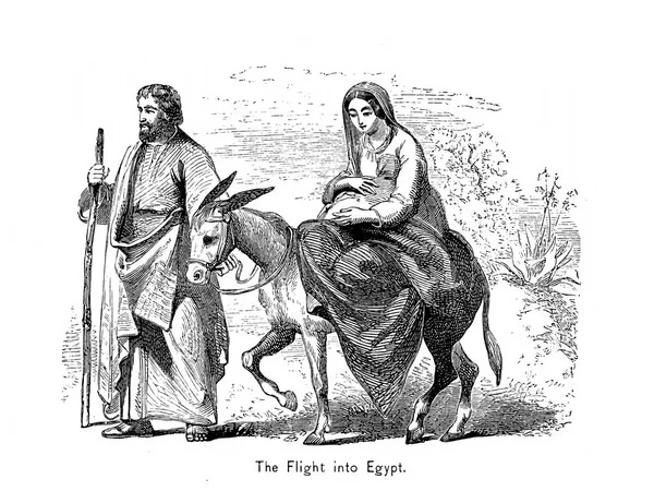 Φυγή Στην Αίγυπτο Εικόνα Ρετρό Χαρακτική — Φωτογραφία Αρχείου