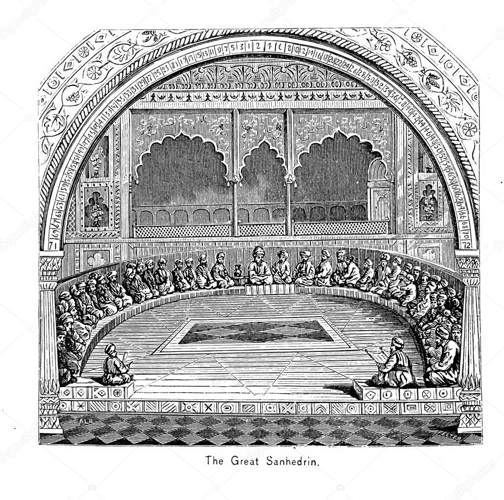 Sanhedrin Retro image. Engraving