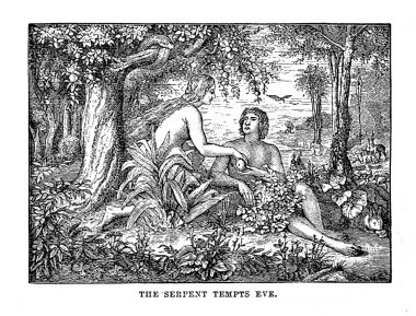 Adam ve Havva. Retro ve eski görüntü