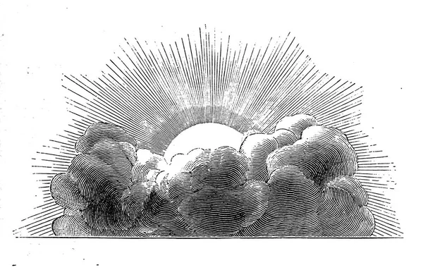 Slunce Cloud Retro Starý Obraz — Stock fotografie