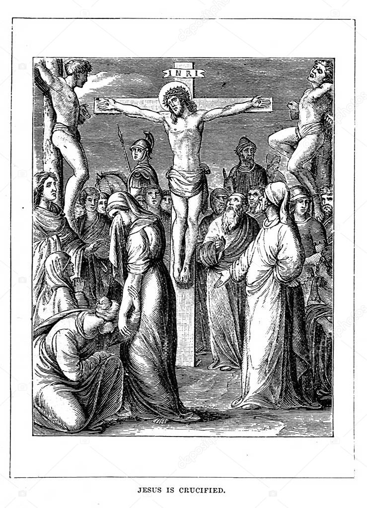 Jesus is crucified. Retro and old image