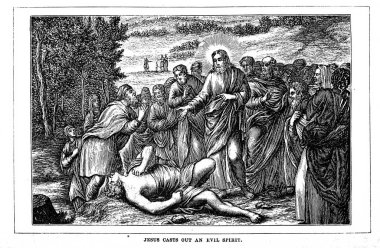 Jesus casts out an evil spirit clipart