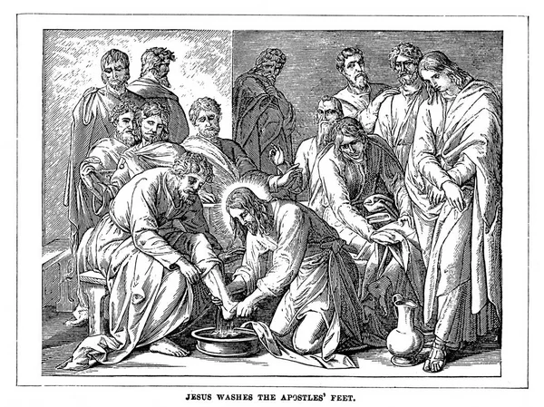 Jezus Wast Voeten Van Apostelen — Stockfoto