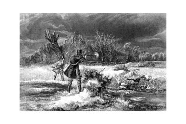 Avcılık retro ve eski görüntü. 