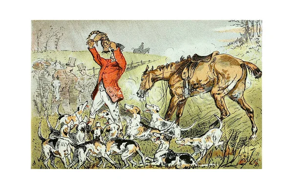 Hunting Retro Old Illustration — Stock Photo, Image