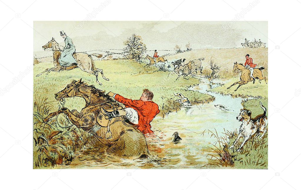 Hunting. Retro and old illustration