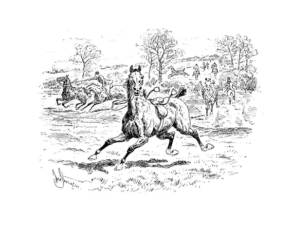 Hunting Retro Old Illustration — Stock Photo, Image