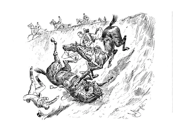 Полювання Ретро Стара Ілюстрація — стокове фото