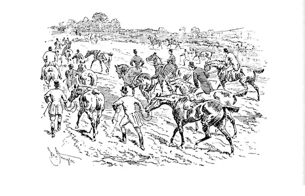 Hunting Retro Old Illustration — Stock Photo, Image