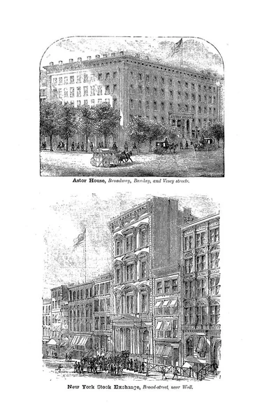 New York şehri. Oyma illüstrasyon